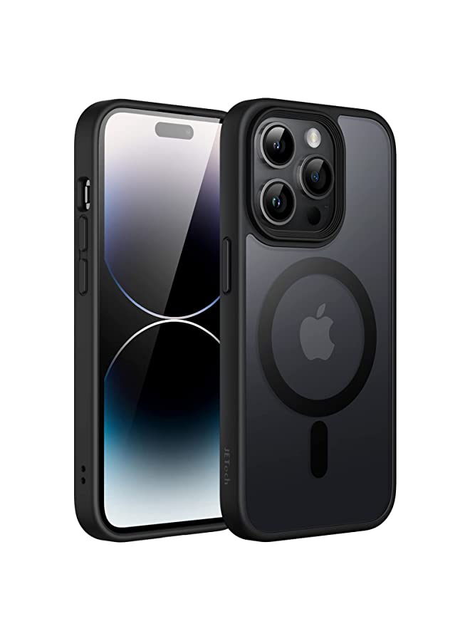 Jetech حافظة مغناطيسية لهاتف iPhone 14 Pro مقاس 6.1 بوصة متوافقة مع MagSafe، غطاء خلفي شفاف غير لامع نحيف مقاوم للصدمات (أسود) - Image 1
