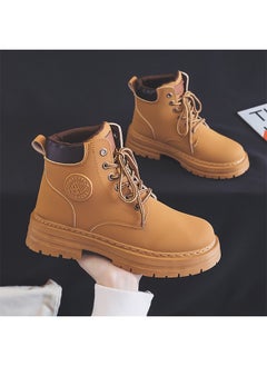 Beauenty Women's Ankle Boots Ladies Combat Ankle Winter Warm Soft Casual Shoes Women High Top Leather Martin Boots Women Low Heel Lace Up Outdoor Trekking Hiking Work Boots  - Image 2
