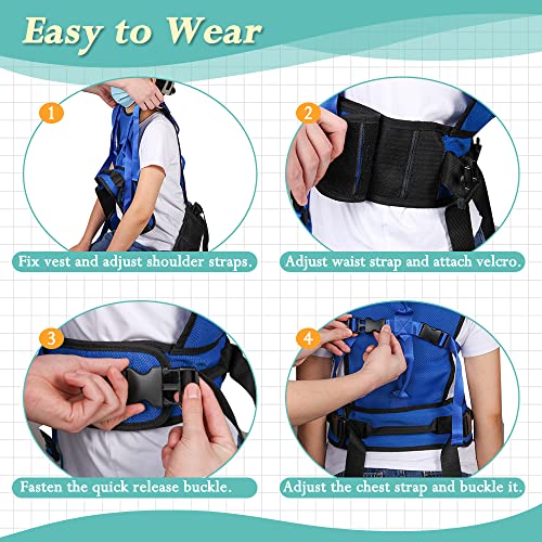 KAVIL Gait Belt for Seniors Transfer Gate Belt for Elderly Lifting with 8 Handles Physical Therapy Lift Assist Patient Fall Prevention Medical Walking Standing Aids Supports Safety Harness (Mesh - Blue) - Image 5