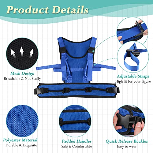 KAVIL Gait Belt for Seniors Transfer Gate Belt for Elderly Lifting with 8 Handles Physical Therapy Lift Assist Patient Fall Prevention Medical Walking Standing Aids Supports Safety Harness (Mesh - Blue) - Image 4