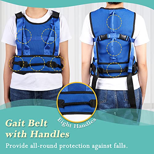 KAVIL Gait Belt for Seniors Transfer Gate Belt for Elderly Lifting with 8 Handles Physical Therapy Lift Assist Patient Fall Prevention Medical Walking Standing Aids Supports Safety Harness (Mesh - Blue) - Image 3