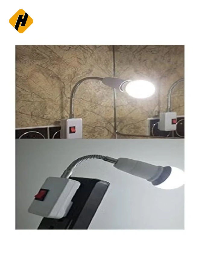 HuHa Plug in Light Socket Adapter with On/Off Switch, flexible neck Extension Lamp Bulb Holder Converter for night light Bedside lamp wall lamp bases  - Image 2