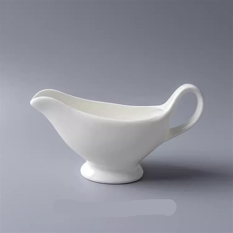 Gravy Boat White Sauce Boat Porcelain Gravy Boat for Hotel Restaurant Ceramic Tableware Milk Jug Milk Pitcher Gravy Jug(180ml) - Image 2
