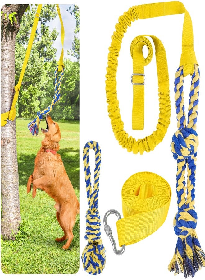 XiaZ Tug of War Dog Toy, Interactive Dogs Toy Bungee Hanging Tether with 2 Chew Rope Toys, Heavy Duty Puppy Outdoor Activity Aggressive Chewers Best Small to Large Boredom Exercise and Play (Yellow) - Image 1