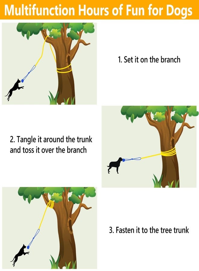 XiaZ Tug of War Dog Toy, Interactive Dogs Toy Bungee Hanging Tether with 2 Chew Rope Toys, Heavy Duty Puppy Outdoor Activity Aggressive Chewers Best Small to Large Boredom Exercise and Play (Yellow) - Image 4