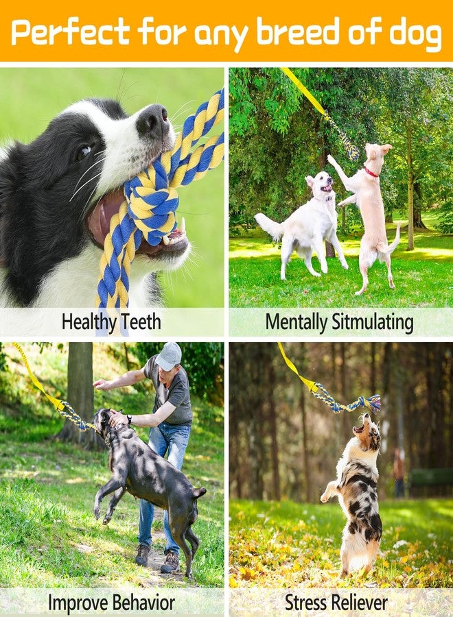 XiaZ Tug of War Dog Toy, Interactive Dogs Toy Bungee Hanging Tether with 2 Chew Rope Toys, Heavy Duty Puppy Outdoor Activity Aggressive Chewers Best Small to Large Boredom Exercise and Play (Yellow) - Image 3