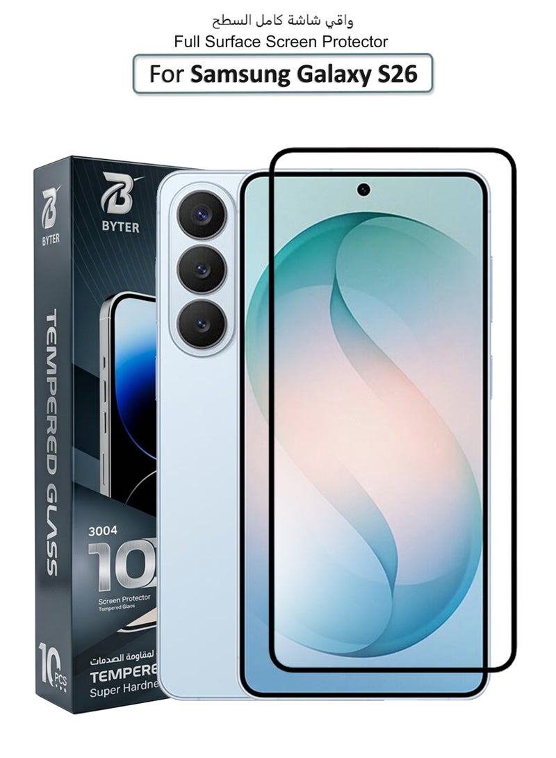 BYTER For Samsung Galaxy S26 - Tempered Glass Screen Protector - Advanced Border-Less Full Edge to Edge ,Shatterproof , High Responsiveness , Higher Transparency , Quick to Install ,Anti-scratch and Bubble-free Screen Protector - Image 1