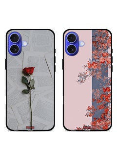 Two Cases For Apple iPhone 16 Protective Covers Rose on Papers and Flower