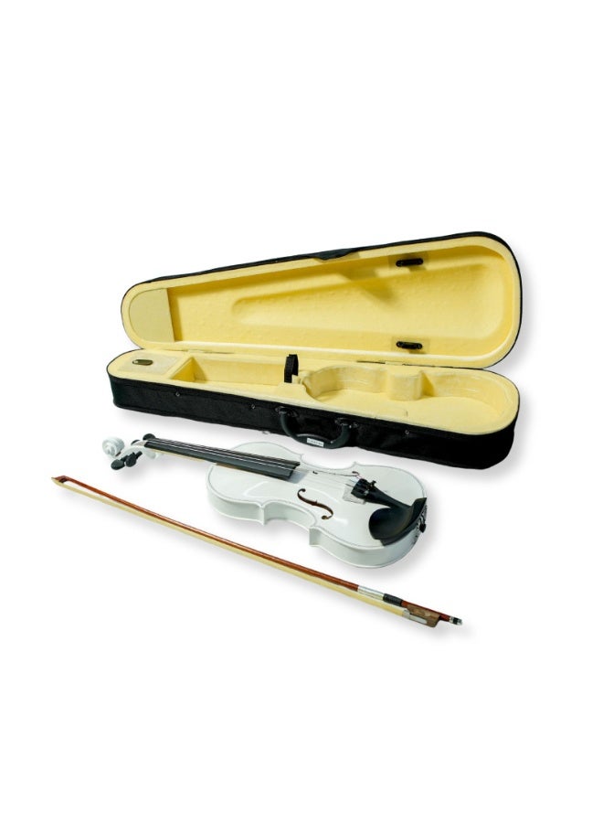 شتاينر كمان ستاينر V-10 – بالحجم الكامل 4/4 للطلاب، جسم من القيقب، لوحة أصابع من خشب الأبنوس الصناعي، لمسة نهائية بيضاء لامعة مع حقيبة وقوس وراتنج - Image 5