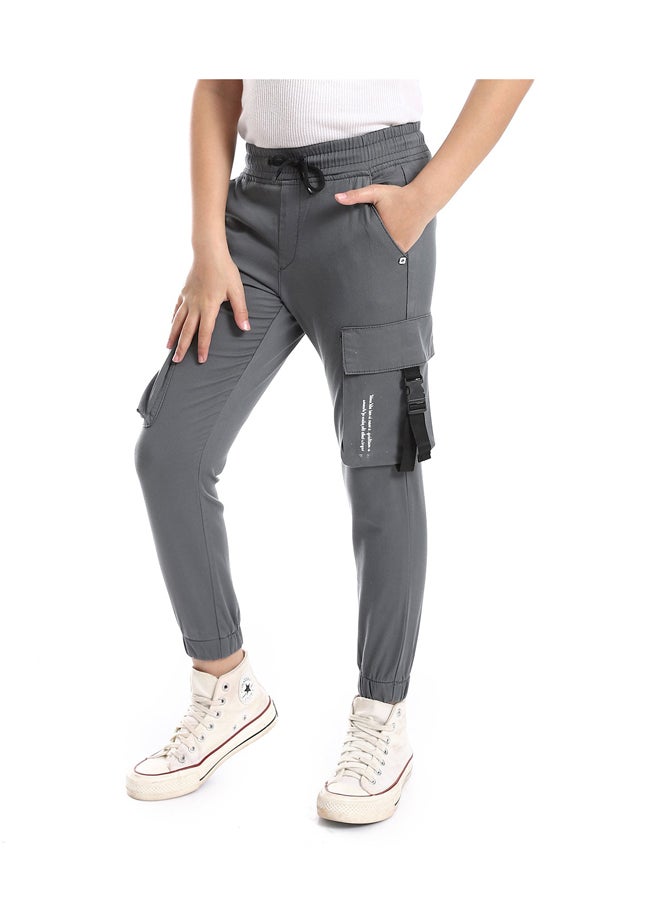 Andora - Boys Cargo Pants Elastic Hem With 2 Pockets _ Gray - Image 1