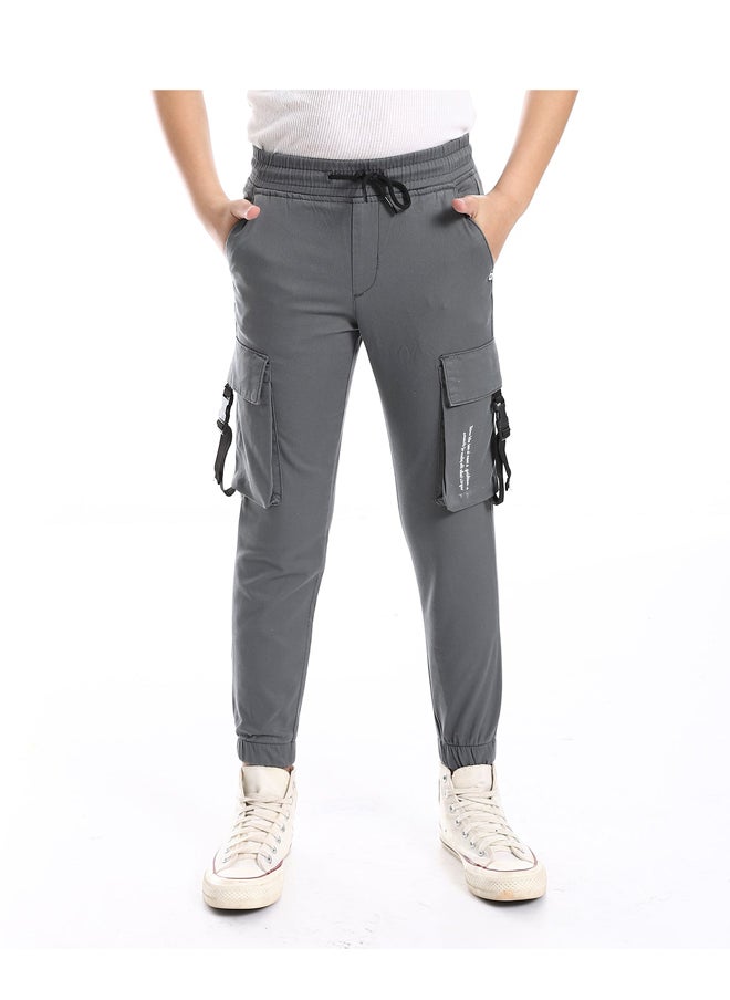 Andora - Boys Cargo Pants Elastic Hem With 2 Pockets _ Gray - Image 1