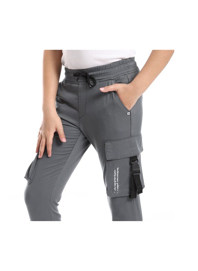 Andora - Boys Cargo Pants Elastic Hem With 2 Pockets _ Gray - Image 1