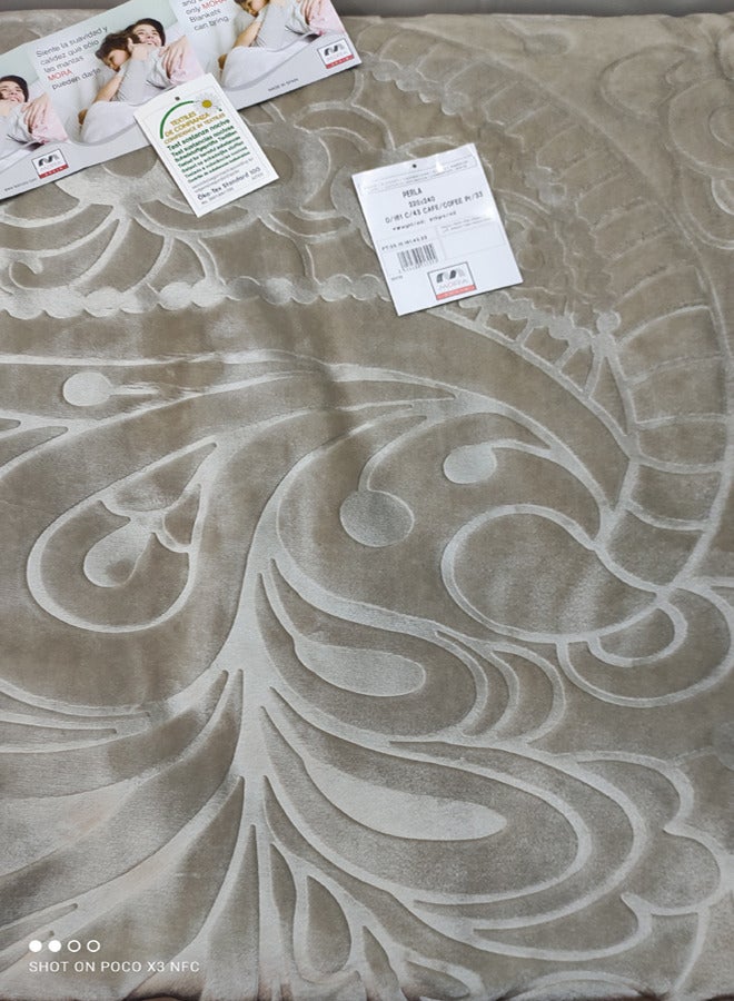 Mora spain Mora Perla blanket- large size - color: coffee - fabric 85% acrylic 15% polyester - country of origin is Spain.  - Image 2