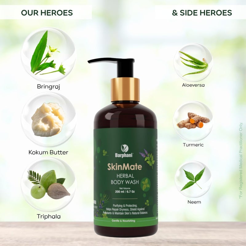 Barphani SkinMate Herbal Body Wash Natural Skincare For Dry Sensitive Skin Gentle Ayurvedic Care For Skin Discomfort Irritation SLS SLES ParabenFree - Image 4