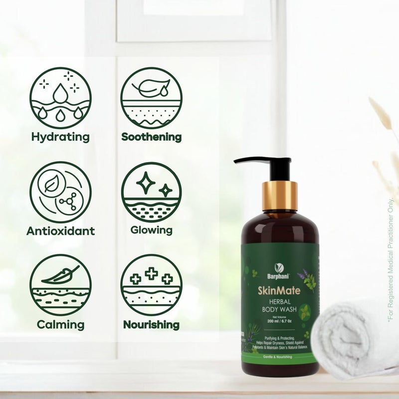 Barphani SkinMate Herbal Body Wash Natural Skincare For Dry Sensitive Skin Gentle Ayurvedic Care For Skin Discomfort Irritation SLS SLES ParabenFree - Image 5