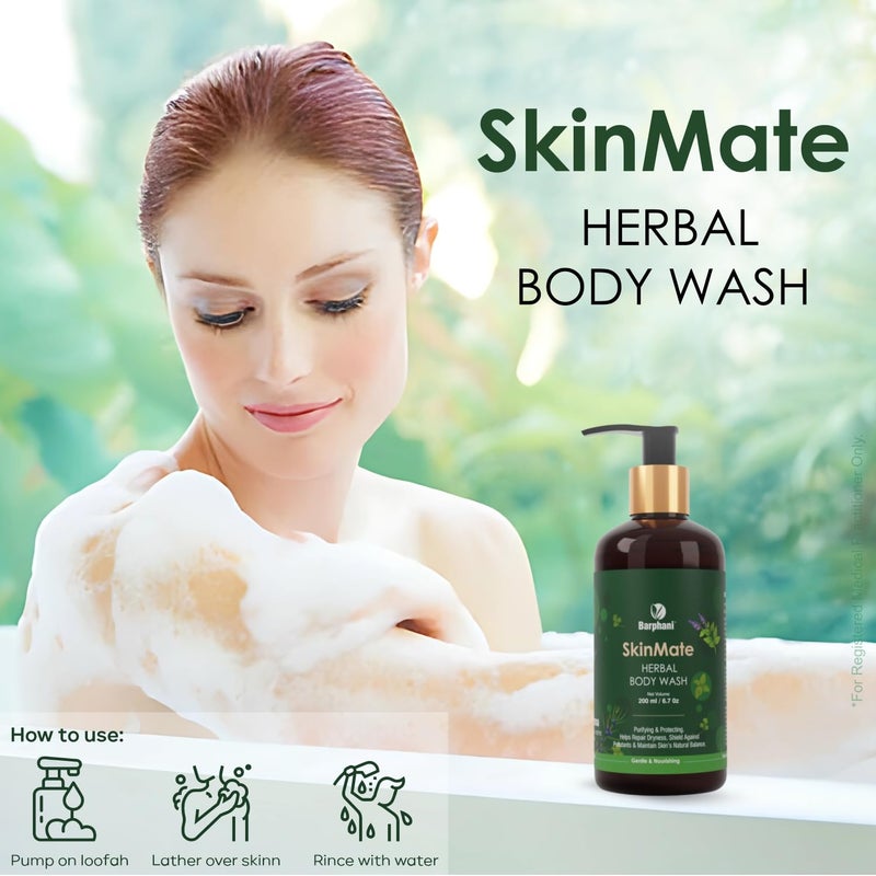 Barphani SkinMate Herbal Body Wash Natural Skincare For Dry Sensitive Skin Gentle Ayurvedic Care For Skin Discomfort Irritation SLS SLES ParabenFree - Image 3