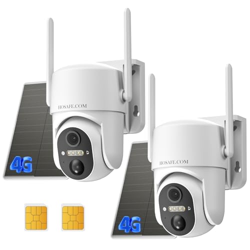 HOSAFE.COM 4G LTE Cellular Solar Security Camera Wireless Outdoor Free Cloud Storage No WiFi Security Camera Off Grid 2K Color Night Vision 360 Live View Builtin SIM Card for Barn Farm Jobsite 2 PCS - Image 1