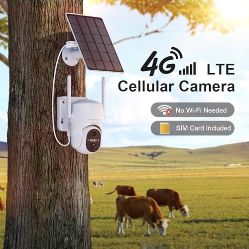 HOSAFE.COM 4G LTE Cellular Solar Security Camera Wireless Outdoor Free Cloud Storage No WiFi Security Camera Off Grid 2K Color Night Vision 360 Live View Builtin SIM Card for Barn Farm Jobsite 2 PCS - Image 3