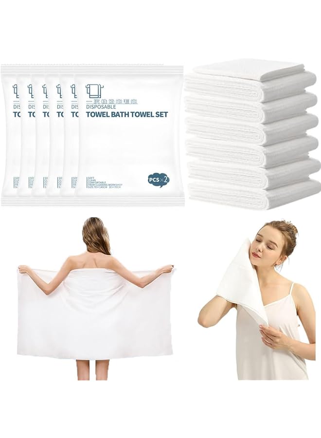 The Bros 6 PCS Disposable Towels Bath Towels Set,Portable Soft Individual Packing Bath Towel and Face Towel Durable Thicken Cotton Hair Drying Towels Body for Towels Travel Hotel Salon Swimming Camping - Image 1