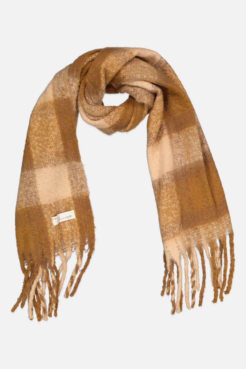 Vintage Havana Women Checkered Tassel Scarves 192 x 56 cm, Multi Color - Image 1