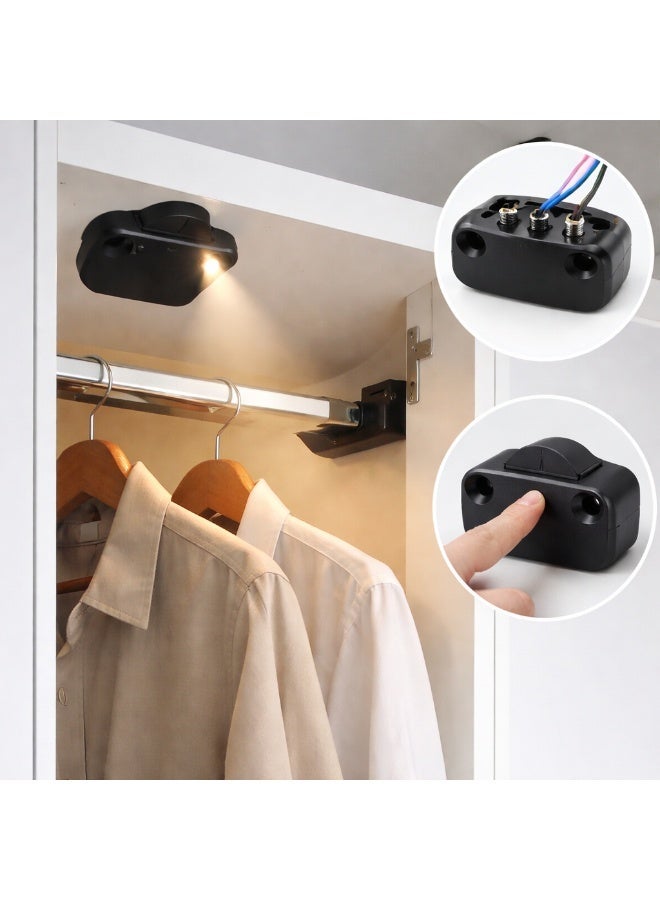 CZEN ELECTRIC Cabinet Door Push Button Switch (NC), 2A 250V Normally Closed Door Switch, Wardrobe & Cabinet Light Control, Black Inline Furniture Switch - Image 2