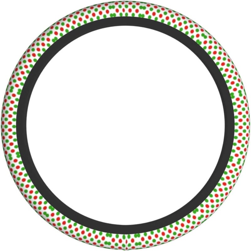Car Steering Wheel Cover for Women Men, Non-Slip Breathable Steering Wheel, Red Green Polka Dots Steering Wheel Protector, Car Accessories - Image 2