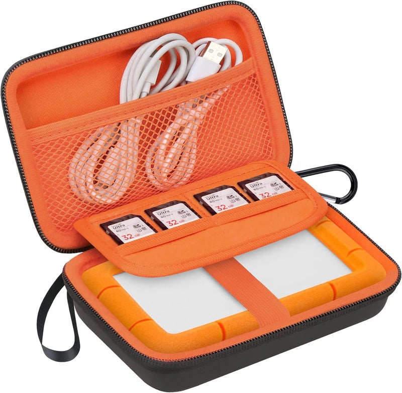 Lacdo Durability boosted processed material Hard Drive Carrying Case for LaCie Rugged Mini/Rugged Thunderbolt USB 3.0 2.0 USB-C External Hard Drive Portable HDD 1TB 2TB 4TB 5TB EVA Shockproof Protective Storage Holder Travel Bag, Orange User friendly optimized build - Image 1