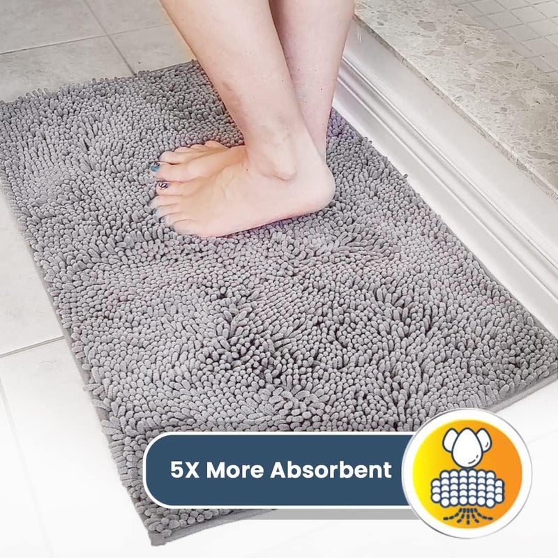 Muddy MatÂ® | Super Absorbent Door Mat Indoor, Microfiber Quick Dry Chenille Entryway Rug, Non-Slip Front Door Mat, Indoor Mats for Entryway, Machine Washable Pet Rug, Grey 24"x36" - Image 3