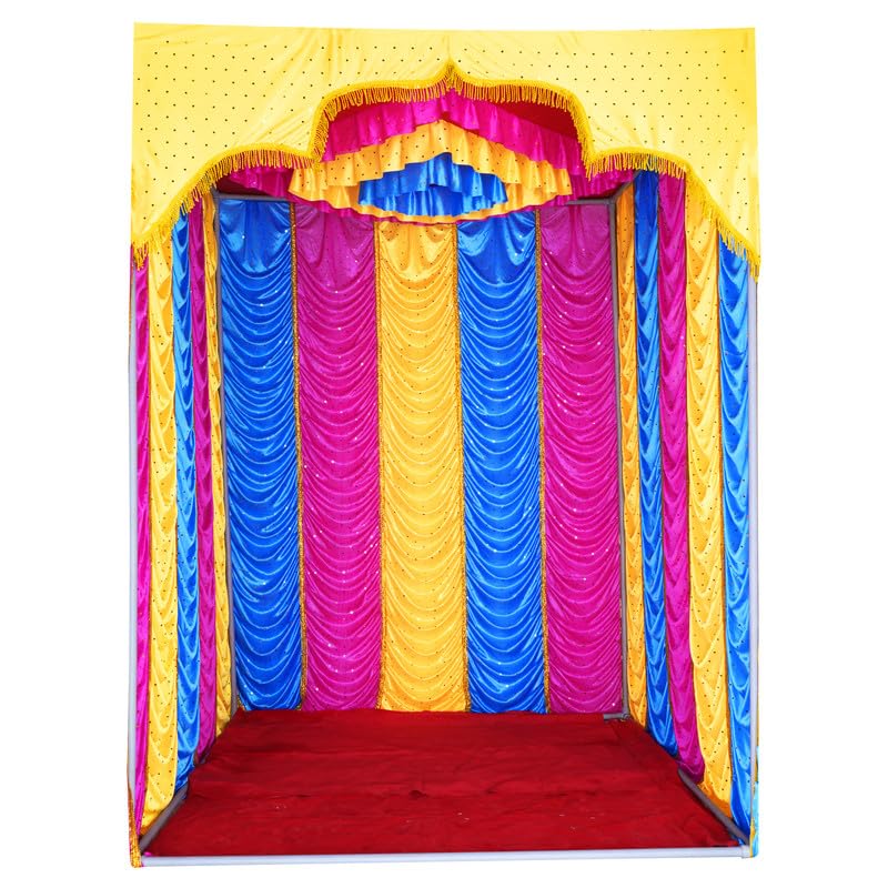 PRIYAKANT SAFAWALA PRIYAKANT SAFAWALA Ganpati Decoration Ready Mandir Setup Ideas at Home Gods Pooja and Special Ganesh Chaturthi Decoration Makhar Setup No Frame Size Top 5X5 Feet and Height 7 Feet Multi - Image 1