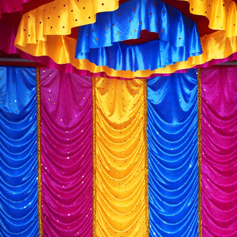 PRIYAKANT SAFAWALA PRIYAKANT SAFAWALA Ganpati Decoration Ready Mandir Setup Ideas at Home Gods Pooja and Special Ganesh Chaturthi Decoration Makhar Setup No Frame Size Top 5X5 Feet and Height 7 Feet Multi - Image 2