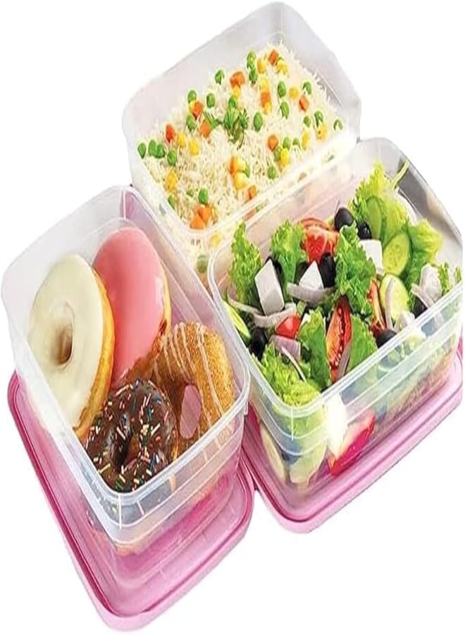 Lamsa Plast food container with lid refrigerator, dishwasher and microwave safe set of 3-1.8 lit - multicolor