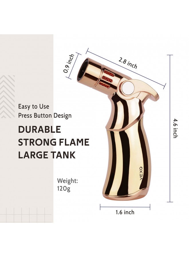 Vexo ولاعة فكسو ميني 4 رباعية اللهب مقاومة للرياح قابلة لإعادة التعبئة للبيوتان لشي الشواء والشموع والتخييم، فكرة هدية رائعة (البيوتان غير مشمول) (ذهبي) - Image 5