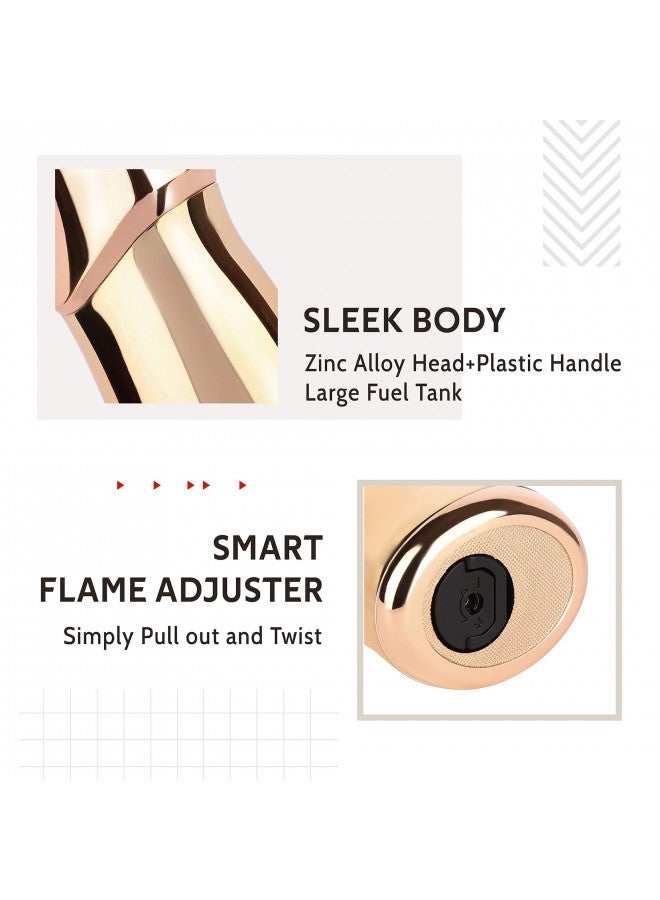 Vexo ولاعة فكسو ميني 4 رباعية اللهب مقاومة للرياح قابلة لإعادة التعبئة للبيوتان لشي الشواء والشموع والتخييم، فكرة هدية رائعة (البيوتان غير مشمول) (ذهبي) - Image 4