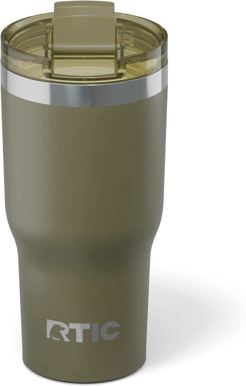 RTIC 20oz Essential Tumbler with Lid, Ceramic Lined, Insulated, Stainless Steel, Metal, Double Wall Vacuum-Insulation, Travel Cup for Iced Coffee, Tea, Hot and Cold Drink, Olive - Image 1