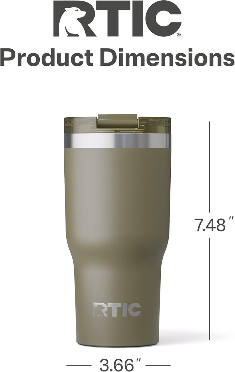 RTIC 20oz Essential Tumbler with Lid, Ceramic Lined, Insulated, Stainless Steel, Metal, Double Wall Vacuum-Insulation, Travel Cup for Iced Coffee, Tea, Hot and Cold Drink, Olive - Image 5