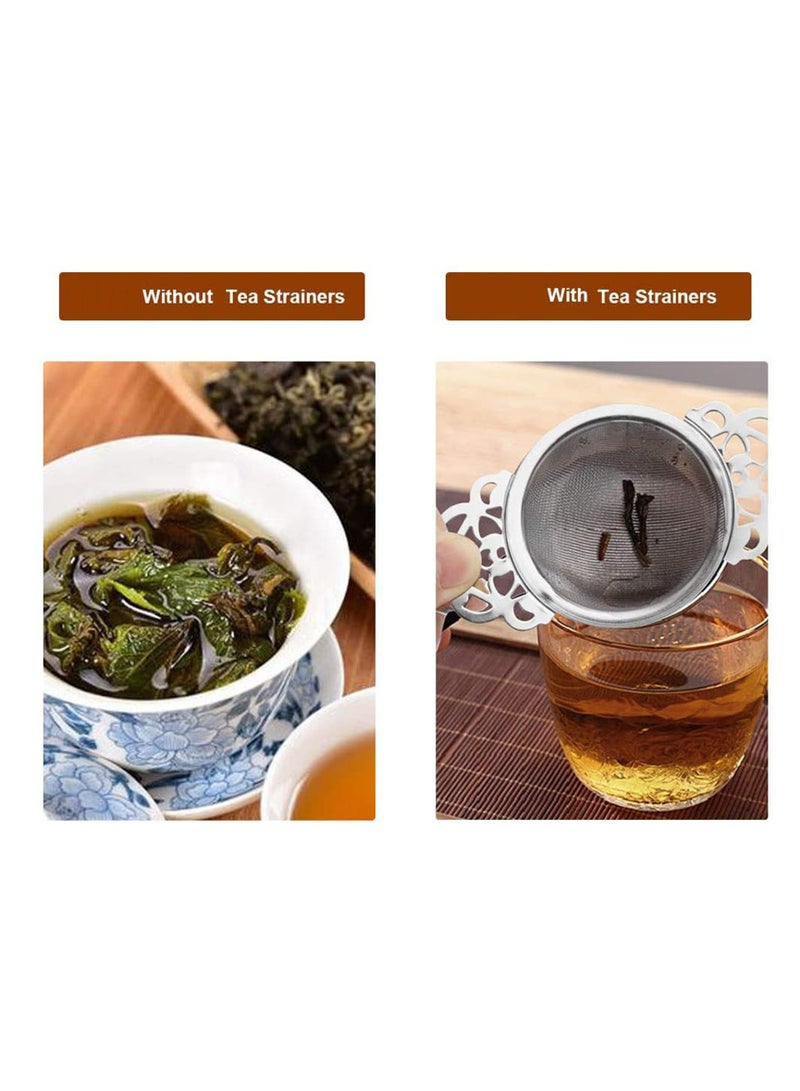 KASTWAVE طبق مصفاة الشاي، مجموعة 2 مصفيات شاي من الفولاذ المقاوم للصدأ للشاي المفكك بشبكة دقيقة، تناسب فوهة الكوب بحجم 2.5-4 بوصة - Image 3