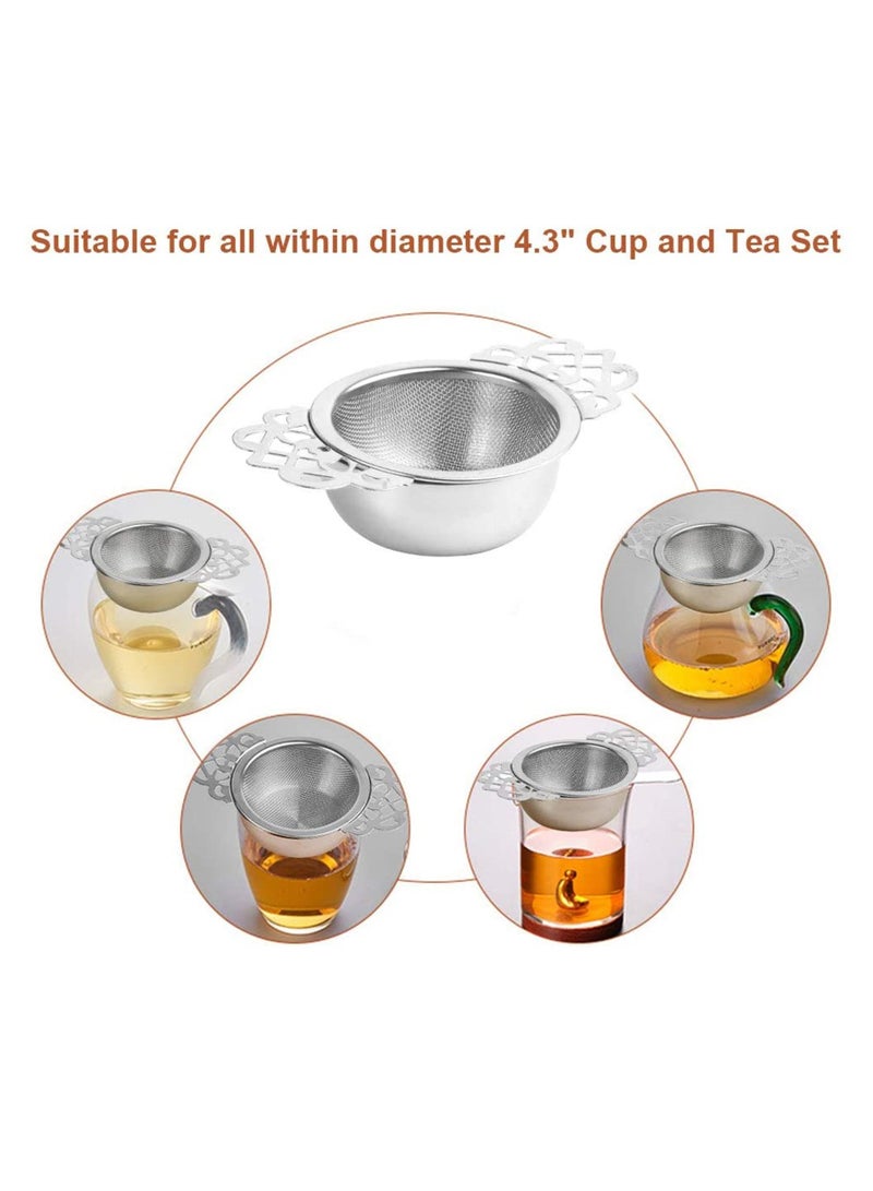 KASTWAVE طبق مصفاة الشاي، مجموعة 2 مصفيات شاي من الفولاذ المقاوم للصدأ للشاي المفكك بشبكة دقيقة، تناسب فوهة الكوب بحجم 2.5-4 بوصة - Image 4