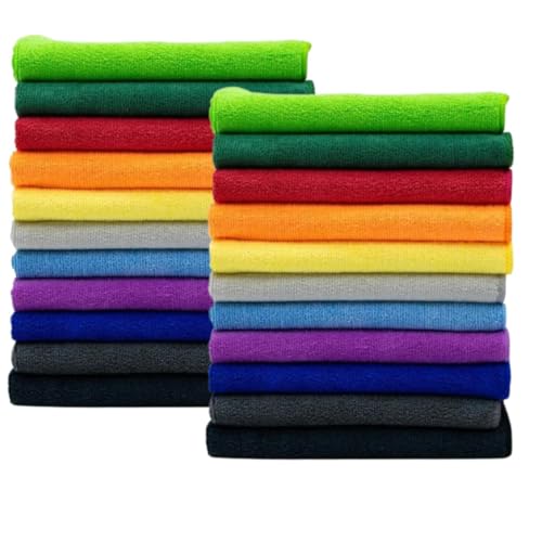 Showstopper Microfiber Cleaning Cloth, 22 Pack Cleaning Rag, Cleaning Towels 250GSM (Multi Color, 30cm X 30cm) - Image 1