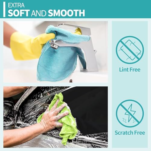 Showstopper Microfiber Cleaning Cloth, 22 Pack Cleaning Rag, Cleaning Towels 250GSM (Multi Color, 30cm X 30cm) - Image 4