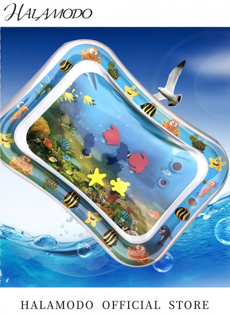هالامودو حصيرة لعب بالماء قابلة للنفخ لوقت البطن للرضع والأطفال الرضع والأطفال الصغار حصيرة تغيير الحفاضات حصيرة زحف مركز النشاط المرح المثالي لعب اللعب ألعاب التنمية هدايا الطفل - Image 4
