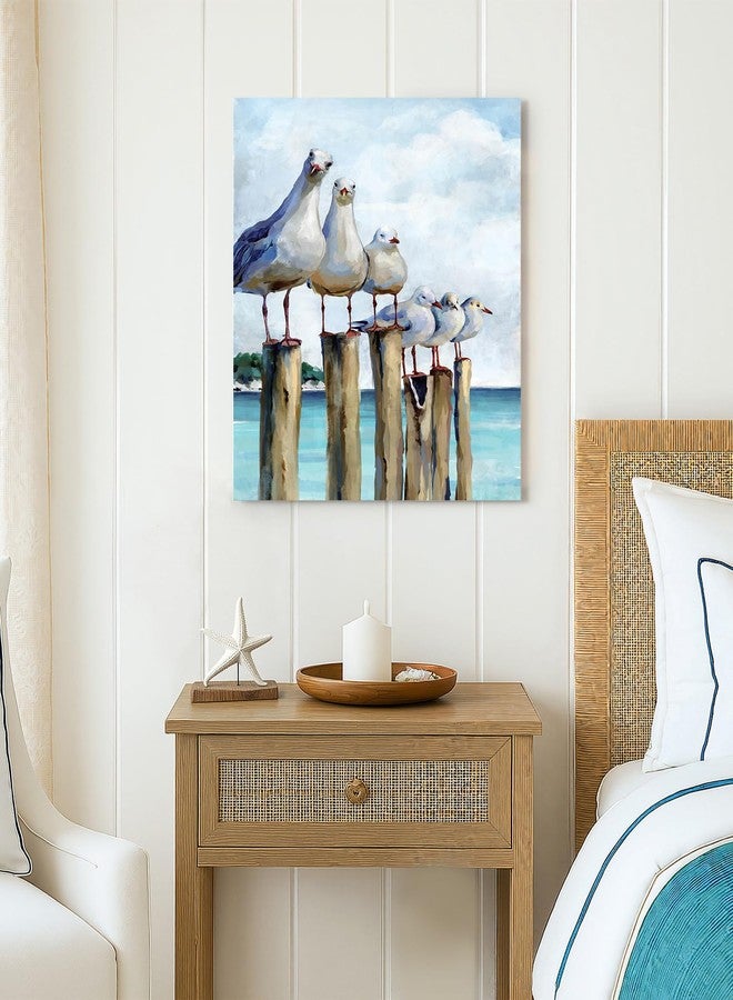 SUMGAR Ocean Wall Art Coastal Sea Bird Artwork Framed Prints Wall Decor Teal Beach Canvas Paintings for Bathroom Bedroom Living Room Decor 12"x16" - Image 5