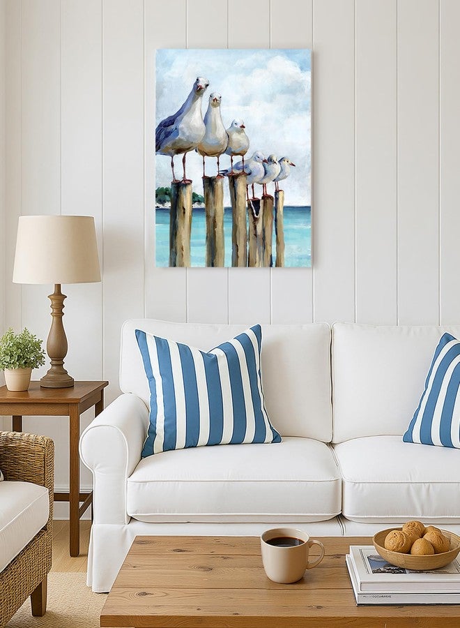 SUMGAR Ocean Wall Art Coastal Sea Bird Artwork Framed Prints Wall Decor Teal Beach Canvas Paintings for Bathroom Bedroom Living Room Decor 12"x16" - Image 3