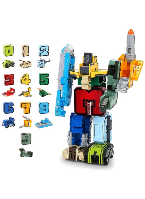 21 Shapes Deformation Robot Toy, 10 Numbers Transformers Robots, Action Figure Deformation Car Model, Classroom Education Number Bots Birthday Gifts for Boy Girl