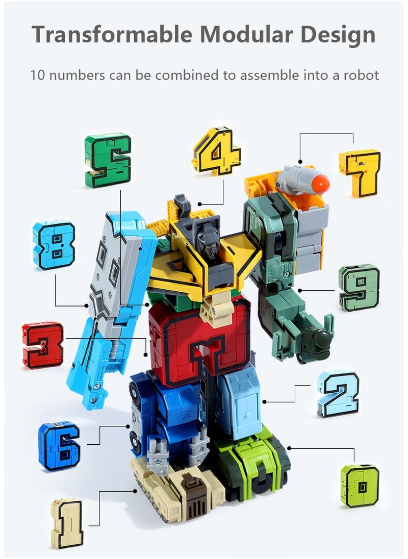 Elongdi - 21 Shapes Deformation Robot Toy, 10 Numbers Transformers Robots, Action Figure Deformation Car Model, Classroom Education Number Bots Birthday Gifts for Boy Girl - Image 1