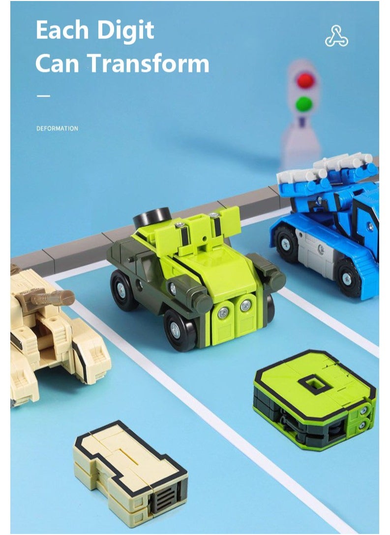 Elongdi - 21 Shapes Deformation Robot Toy, 10 Numbers Transformers Robots, Action Figure Deformation Car Model, Classroom Education Number Bots Birthday Gifts for Boy Girl - Image 1