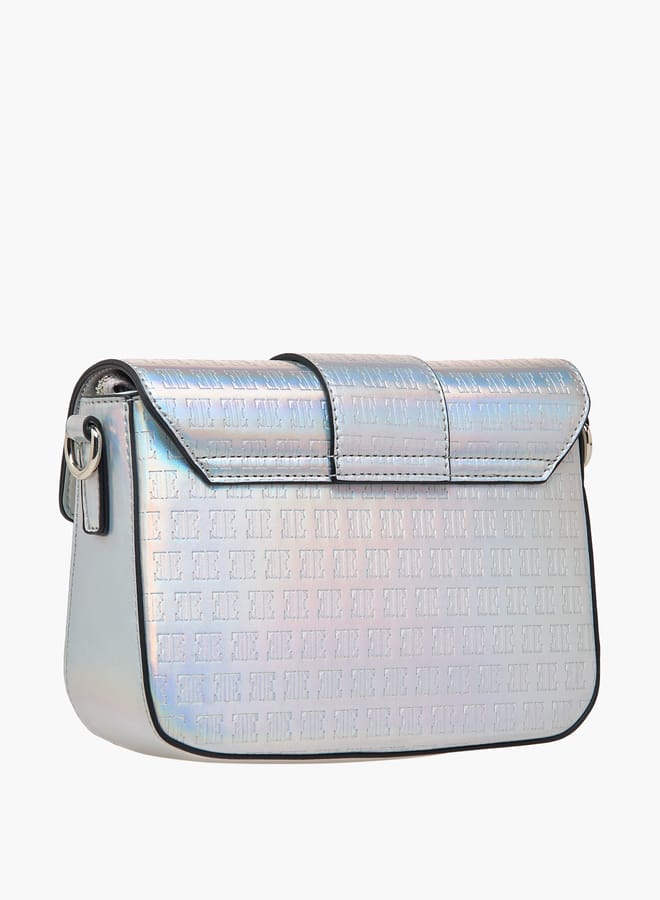 ELLE Women Monogram Embossed Crossbody Bag with Detachable Chain Strap - Image 3