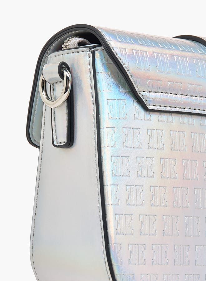 ELLE Women Monogram Embossed Crossbody Bag with Detachable Chain Strap - Image 5