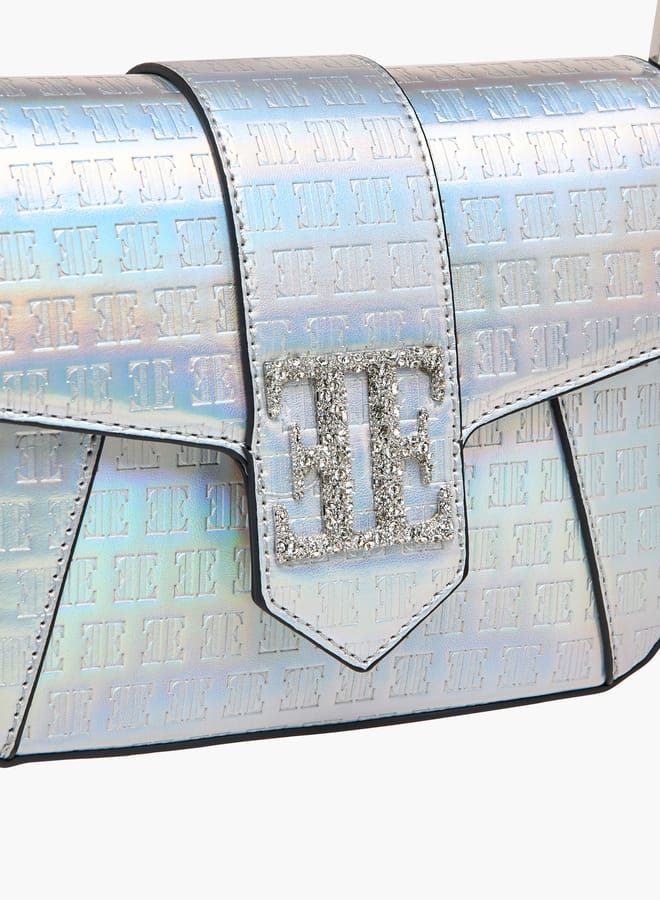 ELLE Women Monogram Embossed Crossbody Bag with Detachable Chain Strap - Image 4