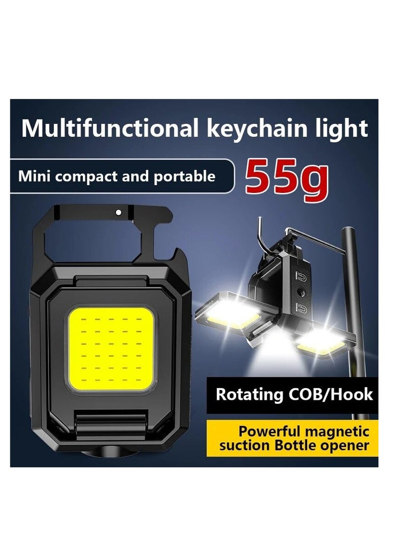 SYOSI 2 Pack Rechargeable Keychain Flashlight, 800 Lumens Compact and Portable Mini COB Work Lights, Tiny LED Keyring Lights with Built-in Battery Ideal for Outdoor, Emergencies and Everyday Carry  - Image 2
