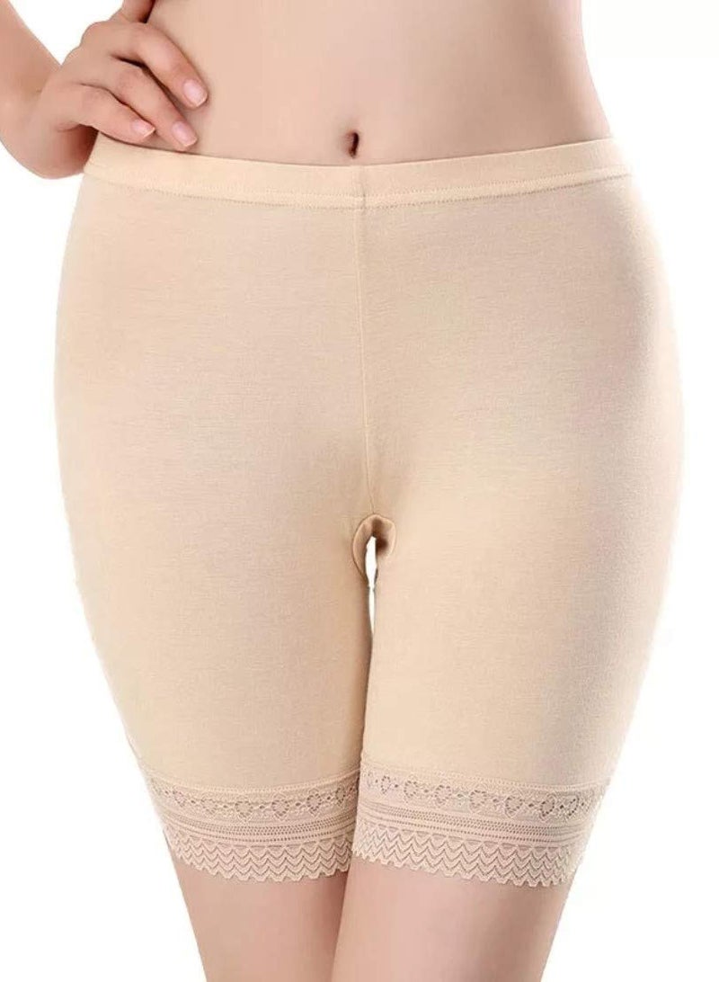 Glamroot Women's/Girl's Cotton Lycra Stretchable Lace Cycling Shorts/Under Skirt Shorts Safety Shorts,Beige/White - Image 2